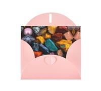 VVXBHGR Pink Holiday greeting check blank card and pearl beautiful blank note block Colored Stones prints