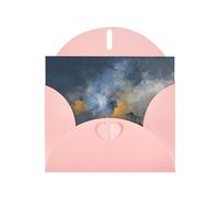 VVXBHGR Pink Holiday greeting check blank card and pearl beautiful blank note block Countryside under the stars prints