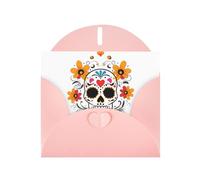 VVXBHGR Pink Holiday greeting check blank card and pearl beautiful blank note block Day of the Dead prints