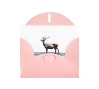 VVXBHGR Pink Holiday greeting check blank card and pearl beautiful blank note block Elk stepping on the water prints