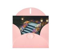 VVXBHGR Pink Holiday greeting check blank card and pearl beautiful blank note block Flower bed on the steps prints