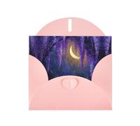 VVXBHGR Pink Holiday greeting check blank card and pearl beautiful blank note block Flowering vines under the moon prints