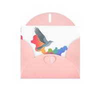 VVXBHGR Pink Holiday greeting check blank card and pearl beautiful blank note block Flying doves among colorful clouds prints