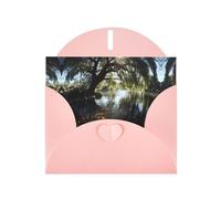 VVXBHGR Pink Holiday greeting check blank card and pearl beautiful blank note block Goldfish under the willow tree prints