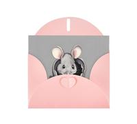 VVXBHGR Pink Holiday greeting check blank card and pearl beautiful blank note block Grey rat prints
