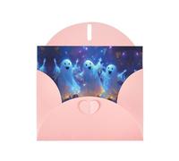 VVXBHGR Pink Holiday greeting check blank card and pearl beautiful blank note block Happy dancing ghost prints