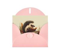 VVXBHGR Pink Holiday greeting check blank card and pearl beautiful blank note block Hedgehog reading a book prints