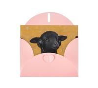 VVXBHGR Pink Holiday greeting check blank card and pearl beautiful blank note block Little black sheep listening to music prints