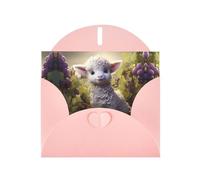 VVXBHGR Pink Holiday greeting check blank card and pearl beautiful blank note block Little sheep in the vineyard prints