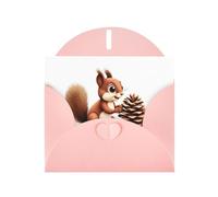VVXBHGR Pink Holiday greeting check blank card and pearl beautiful blank note block Little squirrel stealing pine cones prints