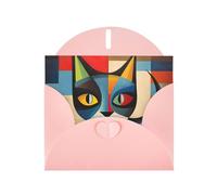 VVXBHGR Pink Holiday greeting check blank card and pearl beautiful blank note block Modern Art Cat prints