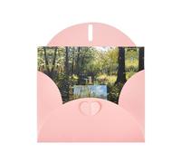 VVXBHGR Pink Holiday greeting check blank card and pearl beautiful blank note block Painting board next to the stream prints