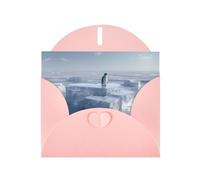 VVXBHGR Pink Holiday greeting check blank card and pearl beautiful blank note block Penguin on the ice cube of love prints