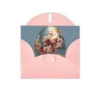 VVXBHGR Pink Holiday greeting check blank card and pearl beautiful blank note block Plum blossoms on Easter eggs prints