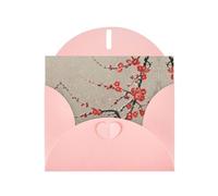 VVXBHGR Pink Holiday greeting check blank card and pearl beautiful blank note block Plum blossoms under the snow prints