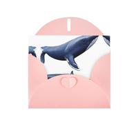 VVXBHGR Pink Holiday greeting check blank card and pearl beautiful blank note block Polar ice whale prints