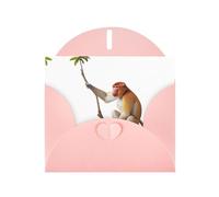 VVXBHGR Pink Holiday greeting check blank card and pearl beautiful blank note block Proboscis Monkey prints