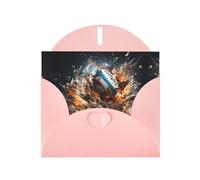 VVXBHGR Pink Holiday greeting check blank card and pearl beautiful blank note block Rugby on Fire prints
