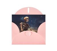 VVXBHGR Pink Holiday greeting check blank card and pearl beautiful blank note block Skull on the Galaxy prints