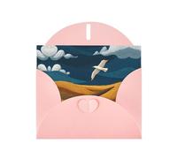 VVXBHGR Pink Holiday greeting check blank card and pearl beautiful blank note block Skylarks fly over the wheat fields prints