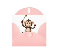 VVXBHGR Pink Holiday greeting check blank card and pearl beautiful blank note block Smart little monkey prints