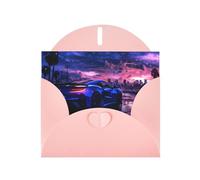 VVXBHGR Pink Holiday greeting check blank card and pearl beautiful blank note block Supercar In Future Sunset prints