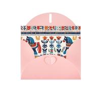 VVXBHGR Pink Holiday greeting check blank card and pearl beautiful blank note block Swedish Dala Horse Folk prints