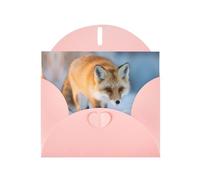 VVXBHGR Pink Holiday greeting check blank card and pearl beautiful blank note block The Fox Who Stepped on Snow prints