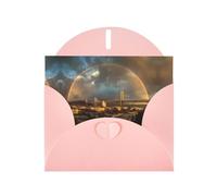 VVXBHGR Pink Holiday greeting check blank card and pearl beautiful blank note block The rainbow after the rain prints