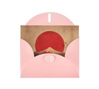 VVXBHGR Pink Holiday greeting check blank card and pearl beautiful blank note block The rising sun prints
