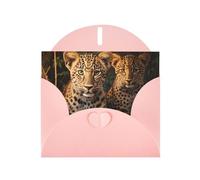 VVXBHGR Pink Holiday greeting check blank card and pearl beautiful blank note block Two leopard brothers prints
