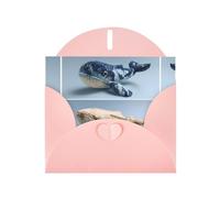 VVXBHGR Pink Holiday greeting check blank card and pearl beautiful blank note block Weaving Whales prints