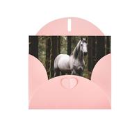 VVXBHGR Pink Holiday greeting check blank card and pearl beautiful blank note block White horse in the jungle prints