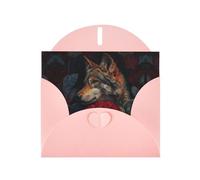 VVXBHGR Pink Holiday greeting check blank card and pearl beautiful blank note block Wolf among the red roses prints
