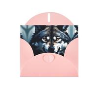 VVXBHGR Pink Holiday greeting check blank card and pearl beautiful blank note block Wolf With Bared Fangs prints