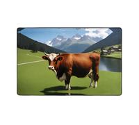 VVXBHGR Real Swiss Cow Brown Prints Flannel Fabric Carpet 60x39in Floor Mat for Living Room, Office, Coffee Table, Bed, Balcony