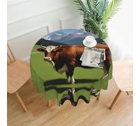 VVXBHGR Real Swiss Cow Brown Prints Round Decorative Tablecloth 60 in for Indoor and Outdoor Dining, Parties, Weddings