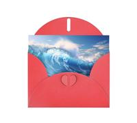 VVXBHGR Red Holiday greeting check blank card and pearl beautiful blank note block Blue Ocean Waves prints