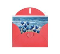 VVXBHGR Red Holiday greeting check blank card and pearl beautiful blank note block Blue Tulips by the Sea prints