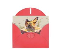 VVXBHGR Red Holiday greeting check blank card and pearl beautiful blank note block Butterfly on bread prints