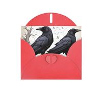 VVXBHGR Red Holiday greeting check blank card and pearl beautiful blank note block Cartoon black Ravens prints