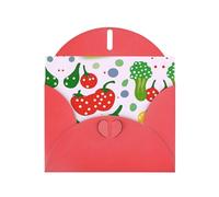 VVXBHGR Red Holiday greeting check blank card and pearl beautiful blank note block Circles on vegetables prints