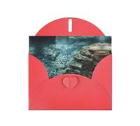 VVXBHGR Red Holiday greeting check blank card and pearl beautiful blank note block Clear spring water prints