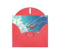 VVXBHGR Red Holiday greeting check blank card and pearl beautiful blank note block Colorful butterflies flying all over the sky prints