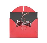 VVXBHGR Red Holiday greeting check blank card and pearl beautiful blank note block Crystal clear crystal cherry prints