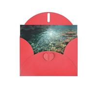 VVXBHGR Red Holiday greeting check blank card and pearl beautiful blank note block Crystal clear lake water prints