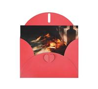 VVXBHGR Red Holiday greeting check blank card and pearl beautiful blank note block Fallen leaves in the light prints