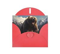 VVXBHGR Red Holiday greeting check blank card and pearl beautiful blank note block Fierce Grizzly Bears prints