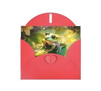 VVXBHGR Red Holiday greeting check blank card and pearl beautiful blank note block Frog on a Lotus Leaf prints