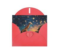 VVXBHGR Red Holiday greeting check blank card and pearl beautiful blank note block Giraffe chasing stars prints